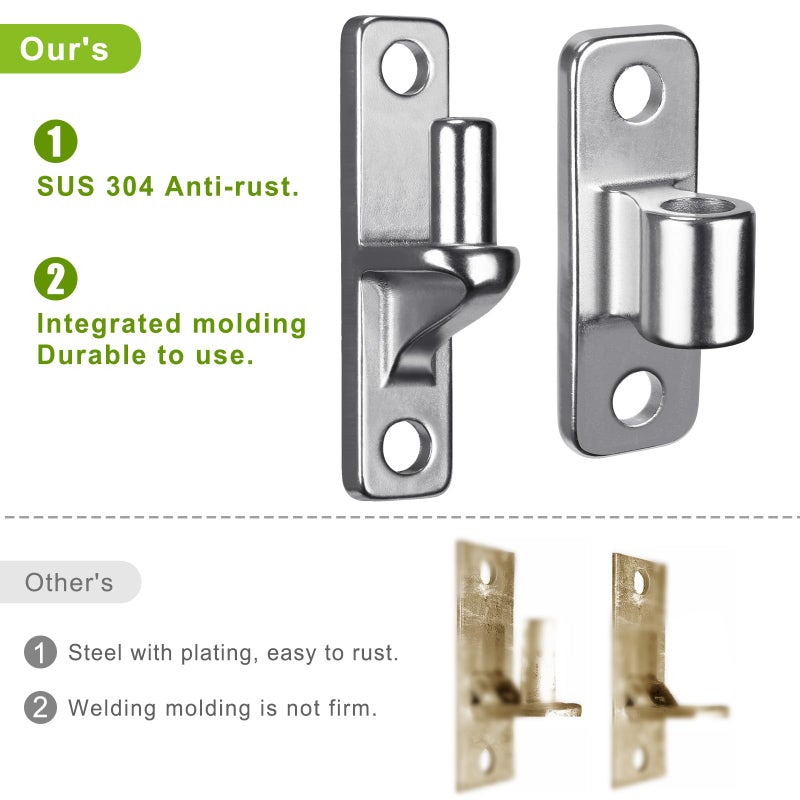 Insaga 304 Stainless Steel Gate Hinges  2Pack Wall Mount Gate Hinges for Farm Gates  One Piece with Non-Welding Chain Link Fence Parts with 5/8''  Gate Hinges for Wooden Fences  Capacity up to 600lbs - Image 3